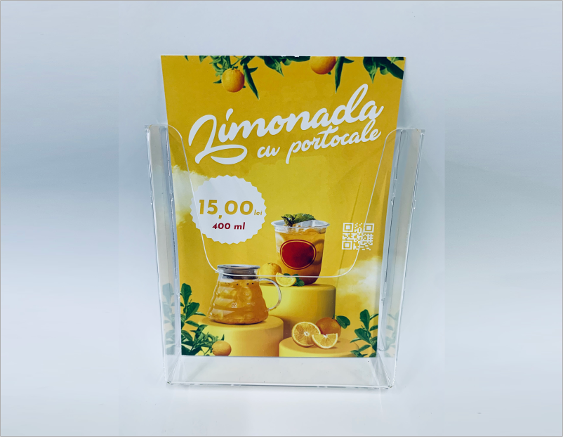 Suport de perete pentru pliante si brosuri A5 produs PlastikMania